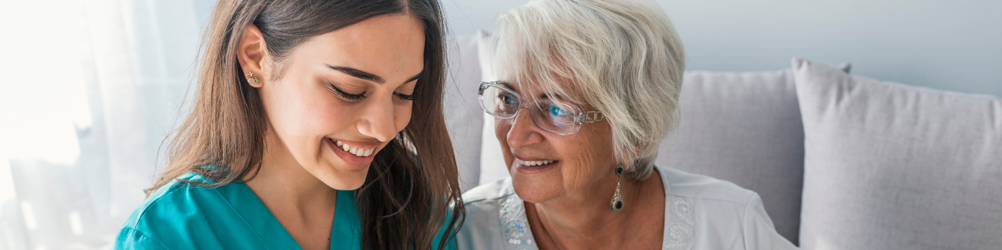 care giving laughing with patient 